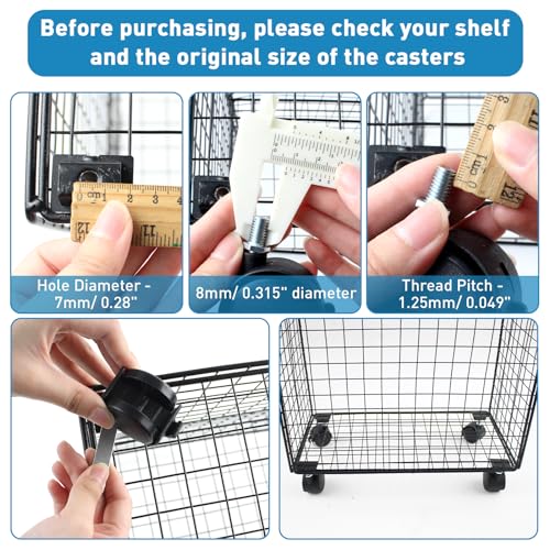 Gozola A180-RC2 Howdia 4 Pack 2 Inch Nylon Plastic Replacement Caster Swivel Furniture Wheels Floor Protecting Office Chair Swivel Caster Threaded Stem thumb #2