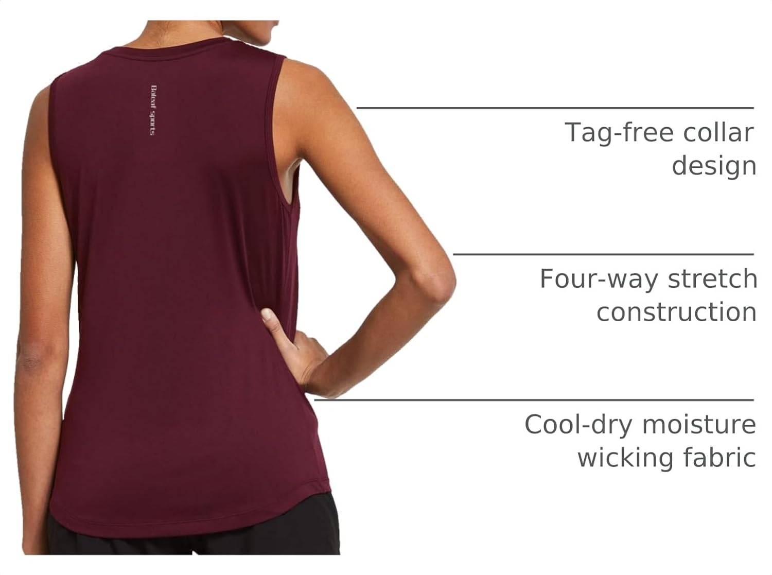 baleaf Women's Workout Tank Tops Athletic Running Gym Yoga Shirts | Quick Dry, Moisture-Wicking, Loose Fit, Crew Neck, Stretchy, Comfy Soft, Breathable, Lightweight, Exercise, Hiking, Tennis