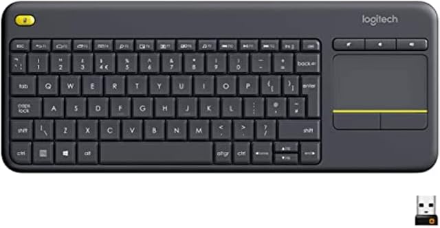 Logitech K400 Plus Wireless Touch TV Keyboard With Easy Media Control and Built-in Touchpad, QWERTY Spanish Layout - Black