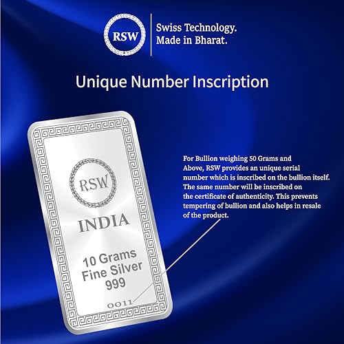 Image of RSW 999 Purity Silver Bar with BIS Hallmark - Available in 10gm, 20gm, 50gm, 100gm, 250gm, 500gm, 1kg | Precious Banyan Tree Design Fine Silver Coin
