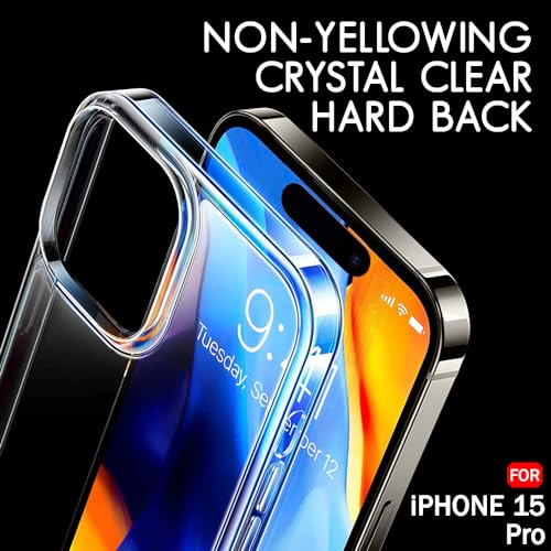 TheGiftKart Ultra-Hybrid Crystal Clear Back Case Cover for iPhone 15 Pro | Shockproof Design | Camera Protection Bump | Hard Clear Back | Bumper Case Cover for iPhone 15 Pro (PC & TPU, Transparent) 3 51eQjaTXLvL