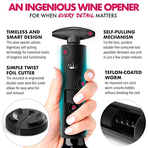 Vinabon Self-Pulling Wine Opener - New 2023 2-In-1 Professional-Quality Twister Wine Corkscrews With Wine Foil Cutter - Manual Easy-Turn Wine Bottle Opener Corkscrew. Includes Wineguide Ebook #TOP3