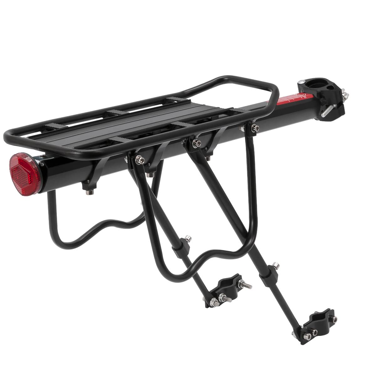 Image secondaire de MidGard Porte-bagages de vélo pour tige de selle en alliage d'aluminium avec réflecteur réglable pour vélos de 24 à 29 pouces