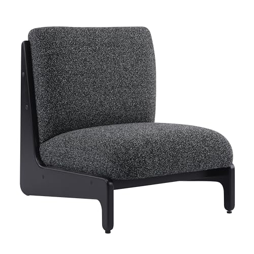 Sillón acolchado sin brazos negro y gris oscuro miniatura 6