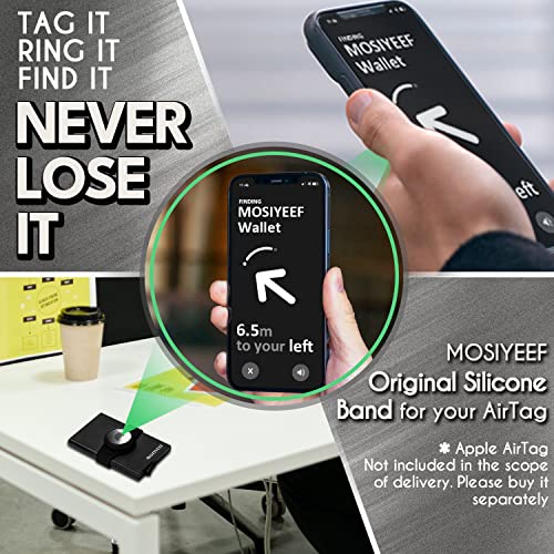 MOSIYEEF Mens Wallet with AirTag Holder - Minimalist Stealth Pop Up Wallet for Men Compatible with Apple AirTag - Slim RFID Metal Wallet with Rubber Bands Holds 10-14 Credit Cards and Cash3