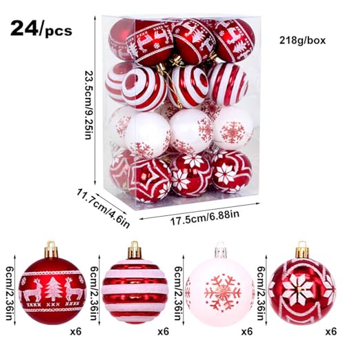 menolana 24Pcs Bolas de Natal Enfeites Pingentes de Árvore de Natal Artesanato Decorativo Bolas de N
