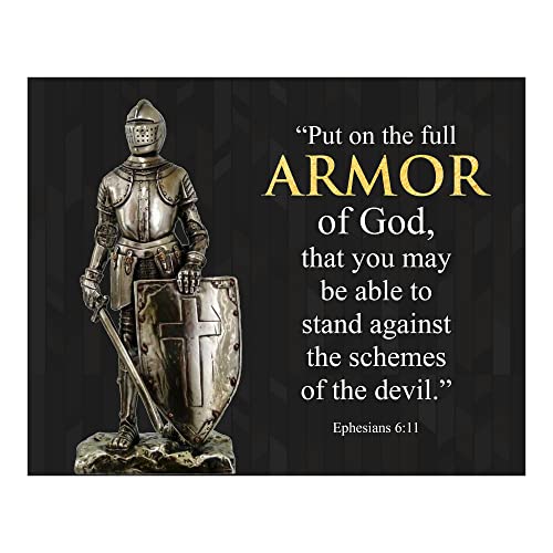 “Put On the Full Armor of God”-Ephesians 6:11-Bible Verse Wall Art -10 x 8″ Scripture Poster Print-Ready to Frame. Perfect Decor for Home-Office-Church. Great Spiritual Gift and Christian Decoration!