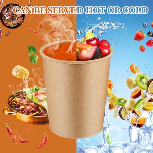 Image of Sabary 50 Pack 32oz Paper Soup Containers with Lids, Disposable to Go Soup Bowls, Ice Cream Cups, Take out Food Storage Containers, Microwavable and Freezer Safe for Ice Cream, Noodles, Snack, Yogurt
