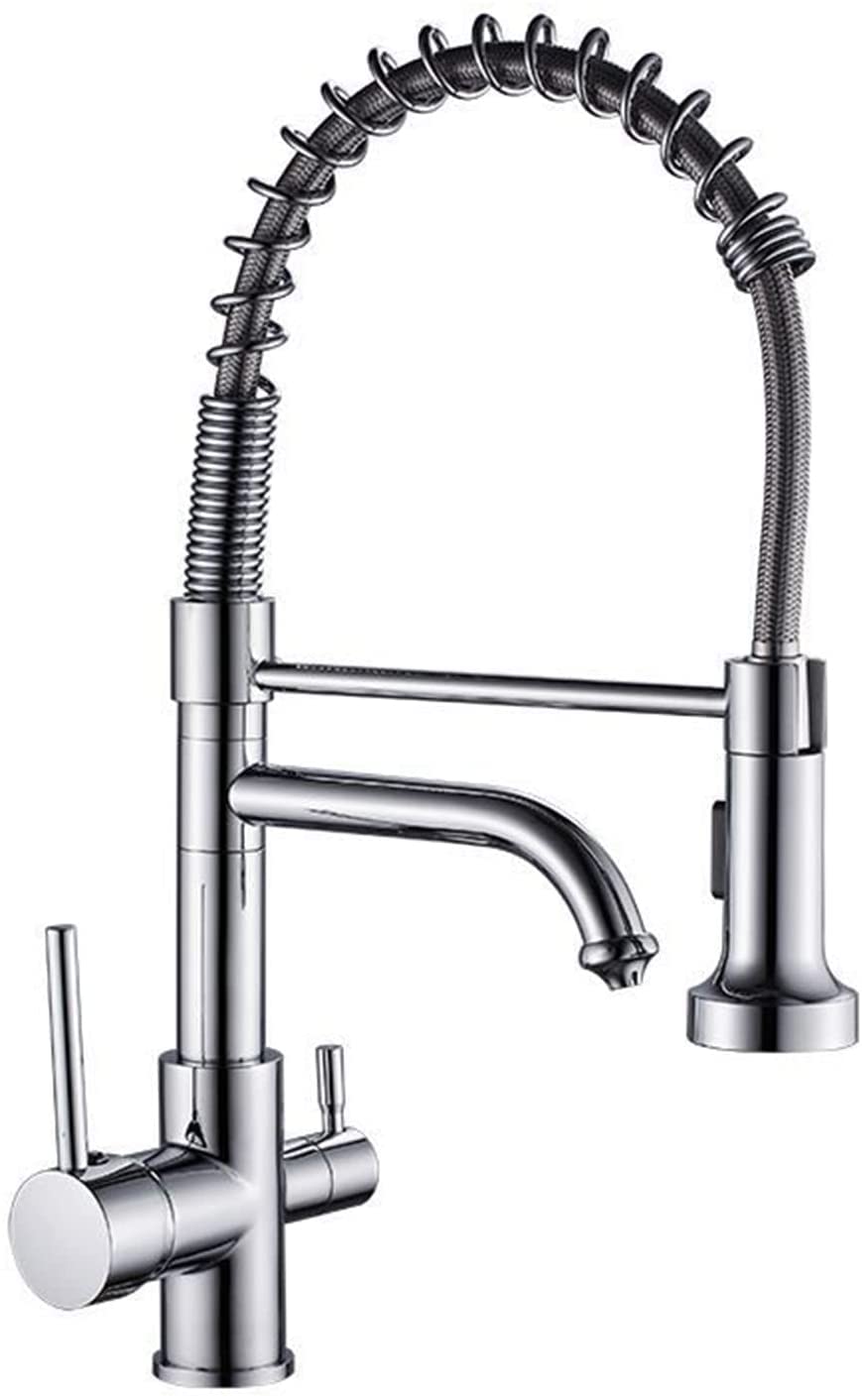 Filtre à eau et robinet de cuisine extensible trois voies