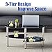 Oval-Shaped Glass Tea Table for Office, 3-Tier Modern Coffee Table, End Table for Living Room (Black)