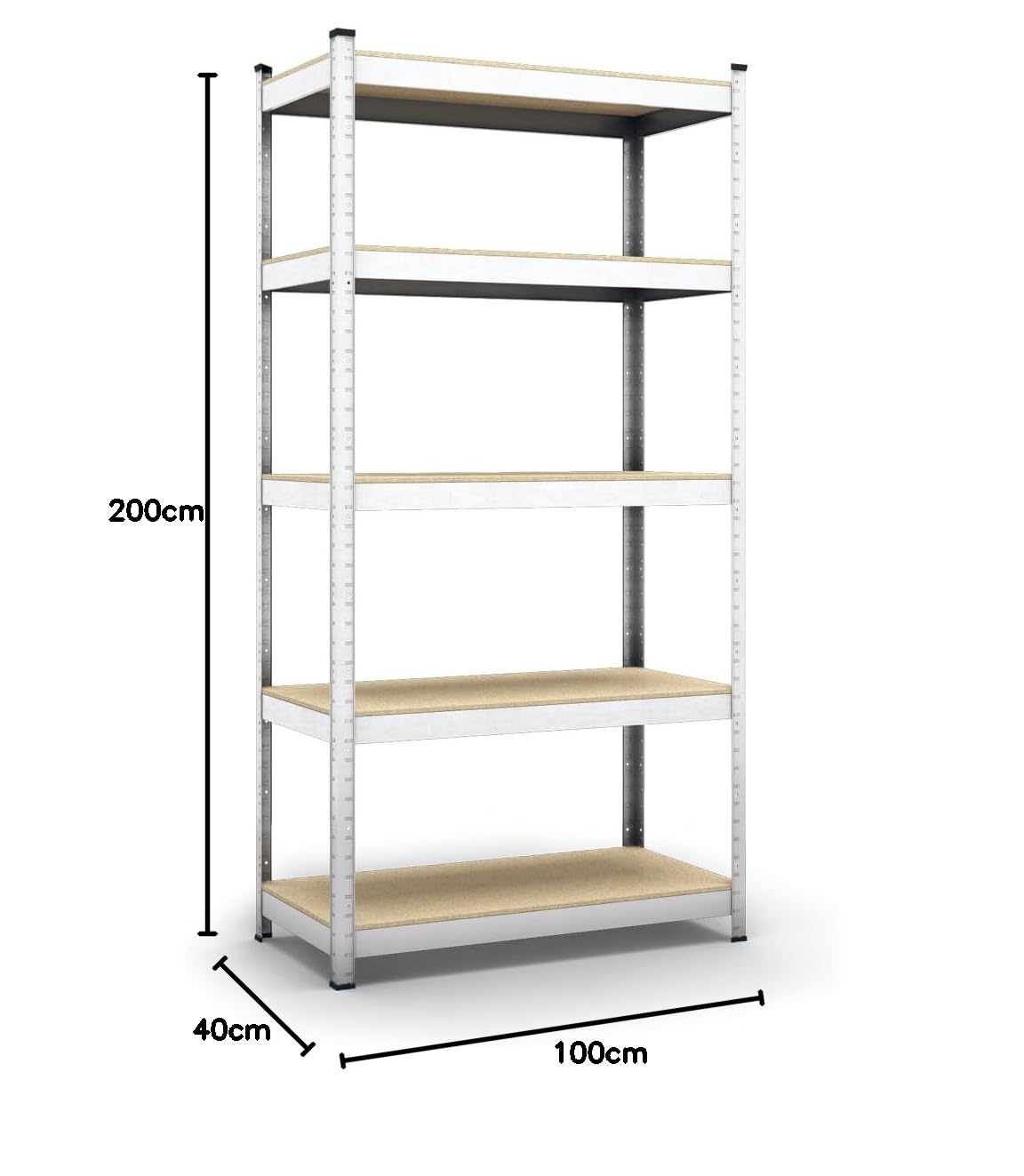 Scaffalatura - Numero di ripiani: 5-200 x 100 x 40 cm - Capacità di carico dei ripiani: 175 kg - Ripiani - Scaffale