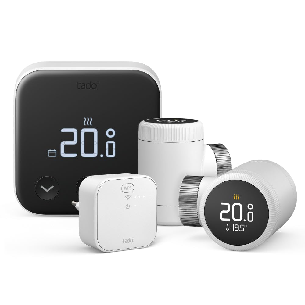 tado ° Termostato Inteligente X - Cableado - Kit de inicio de varias habitaciones - Incluye Bridge X y 2x Termostatos de Radiador Inteligente X - Matter & Thread - Ahorre EnergÃa - Funciona con Alexa