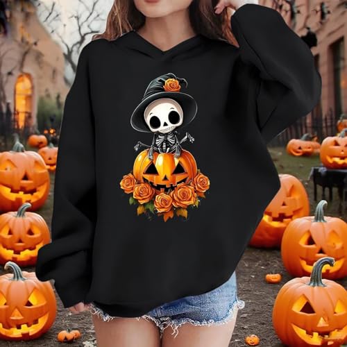 Girls Halloween Hoodies 2025 Casual Long Sleeve Funny Graphic Cute Print Shirts Fall Loose Fit Hooded Sweatshirts2