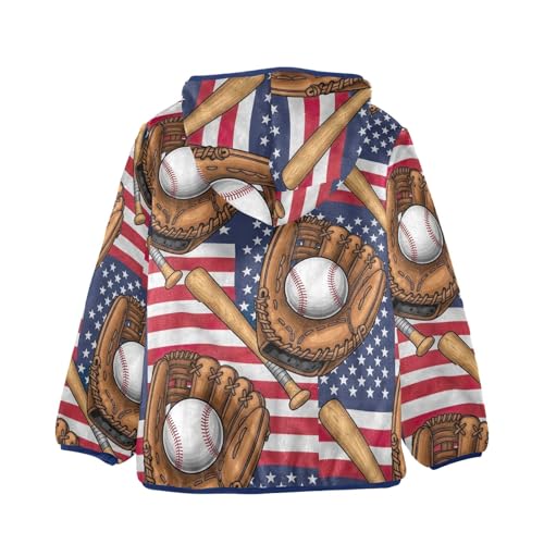 CHIFIGNO Vintage Baseball Flag Toddler Boys Winter Coat, Toddler Boys Zip up Hoodie Thick for Fall Winter Spring 3T2