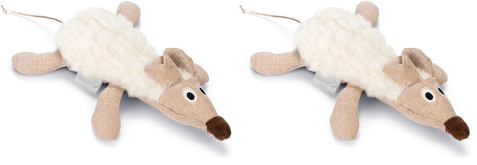 Beeztees Kedi Oyuncağı, Fare, Peluş, Beyaz, 17x13x4cm (2 paketi)