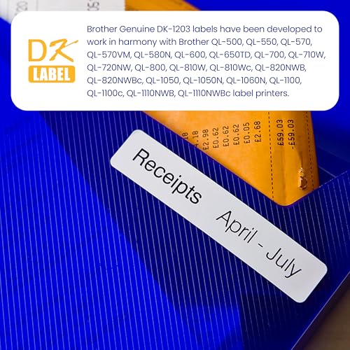 Image of Brother Genuine DK-120324PK Die-Cut File Folder Labels, 0.66 inch x 3.4 inch, Long Lasting Reliability, 300 Labels Per Roll, 24 Rolls per Box, White (DK120324PK), for use with select Brother QL Label Printers