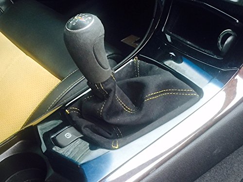 RedlineGoods Shift Boot Compatible with Cadillac CTS/CTS-V 2008-14. Tailor Made - not Universal. Genuine top-Grade Italian Black Suede (Alcantara) with Silver Thread