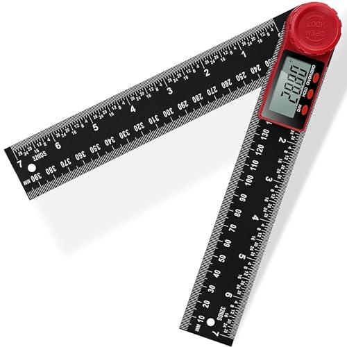 Digital Angle Finder Ruler with LCD Display 200mm/7 Inch Digital Inclinometer Protractor Angle Measure Tool for Construction (Black)