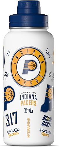 Miniatura 11 de Hydrapeak x NBA Botella de agua activa de los Golden State Warriors con licencia oficial de 947 ml, tapa con popote, acero inoxidable, reutilizable,