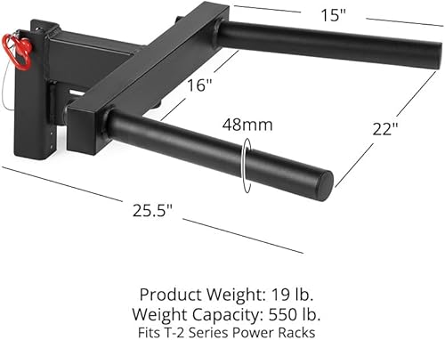 Miniatura 2 de Titan Fitness Barra de inmersión en Y serie T-2, accesorio de inmersión montado en rack, capacidad de 550 libras, se adapta a acero tubular de 2" x