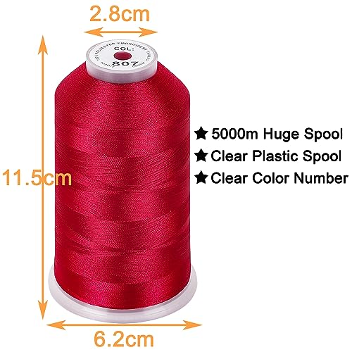 Image of New brothread - Single Huge Spool 5000M Each Polyester Embroidery Machine Thread 40WT for Commercial and Domestic Machines - Carmine