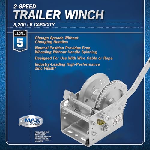 Treuil à 2 vitesses Fulton 142423 avec sangle HD pour un levage sécurisé de 1,4 tonne - 2
