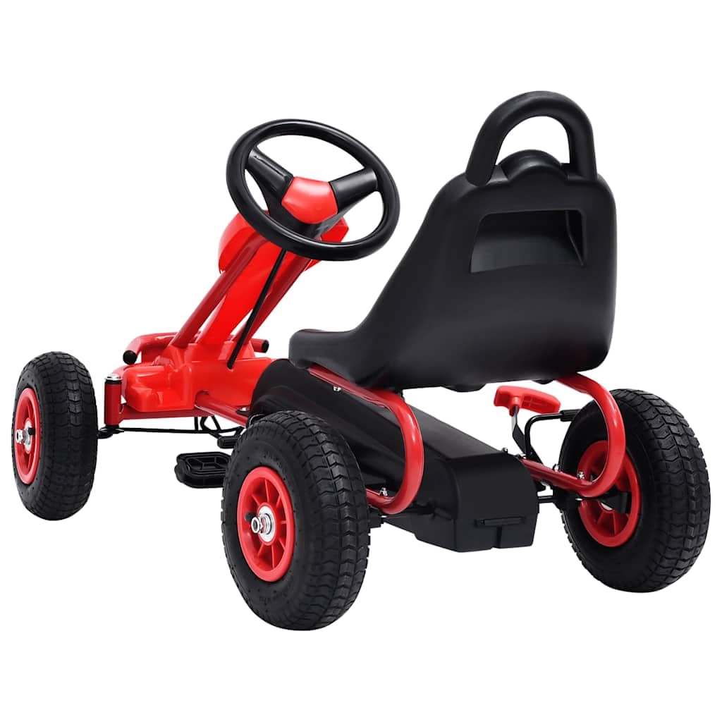 Mangloder Go-Kart a pedale con pneumatici rossi, per bambini dai 3 ai 6 anni, robusto veicolo per bambini con freni a mano, alloggiamento in ferro e plastica resistente, adatto per giardino e parco