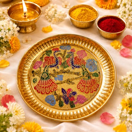 Best Puja Thali Sets: Stainless Steel vs Brass 49 Handcrafted Brass Pooja Thali, Medium (6 inch)