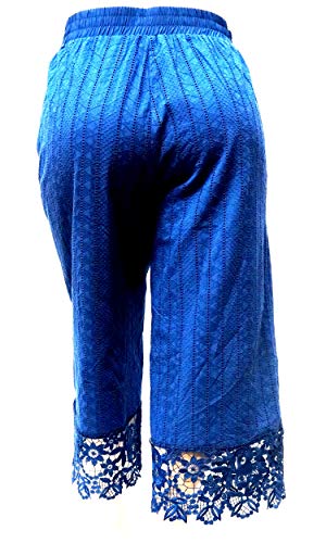 VERONA COUTURE/PASION Women's Plus Size Stretch Premium Navy Blue Denim Jeans Capri High Waist2