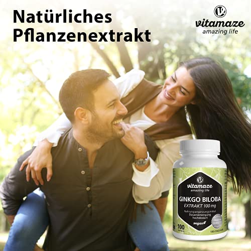 Ginkgo Biloba hochdosiert, 50:1 Extrakt 100 mg = 5000 mg Ginkgo Blatt-Pulver pro Kapsel, Vegan, 100 Kapseln für 100 Tage, Pflanzliche Nahrungsergänzung ohne Zusätze, Made in Germany – Bild 5