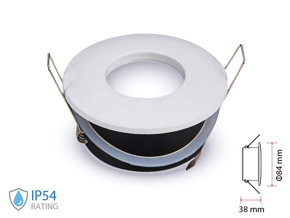 LEDLUX Lot de 2 porte-spot étanche, porte-projecteurs encastrés GU10 MR16, IP54 pour éclairage encastré de salle de bain et extérieur (Rotond, blanc)