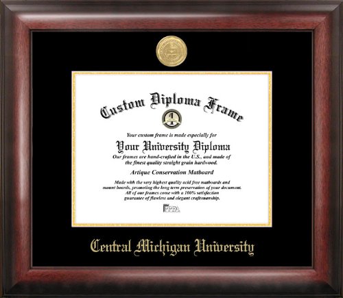 Campus Images MI999GED Central Michigan University Embossed Diploma Frame, 8.5 x 11, Gold