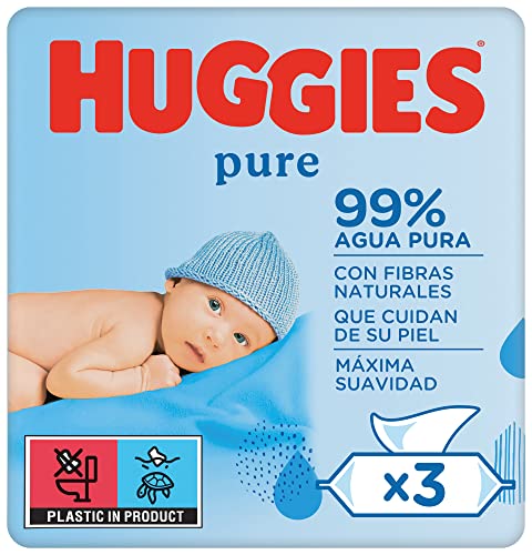 Huggies Pure Toallitas para Bebé - Paquetes de 3 x 56 toallitas - Total: 168 toallitas
