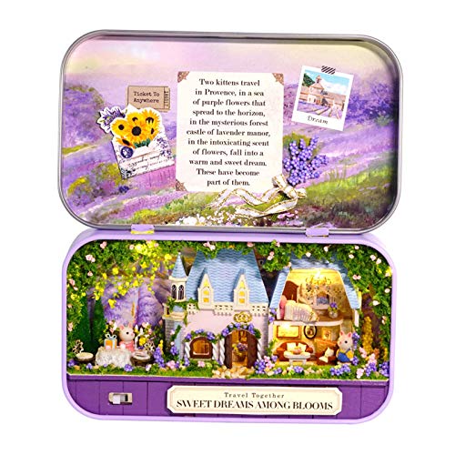 Tongina Miniature LED Light Themed Dollhouse Castle Dolls House Kit Theatre Box Toys