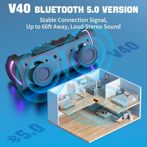 Image of Vanzon V40 Portable Bluetooth Speaker, IPX7 Waterproof Wireless Speaker with Bluetooth 5.0, TWS Pairing and RGB Lights Outdoor Speaker