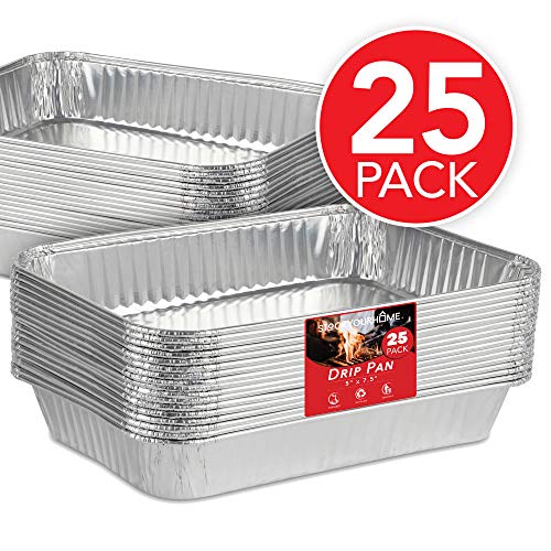 Aluminum Foil Grill Drip Pans (25 Pack) Disposable Grease Drip Pans
