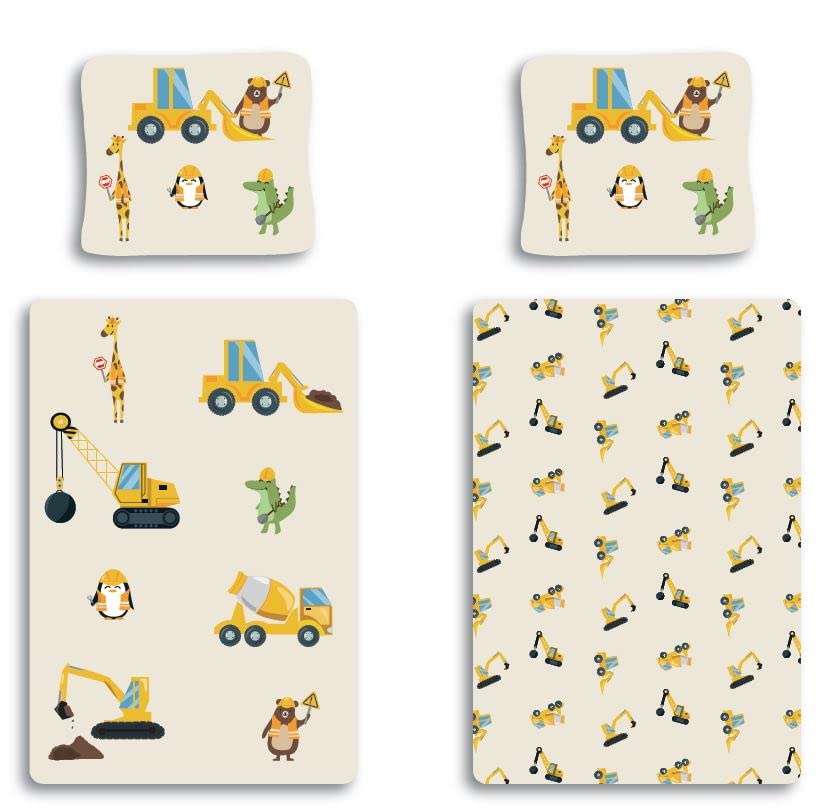 Image secondaire de Parure de Lit Engins de Chantier Réversible en Coton 140x200 cm