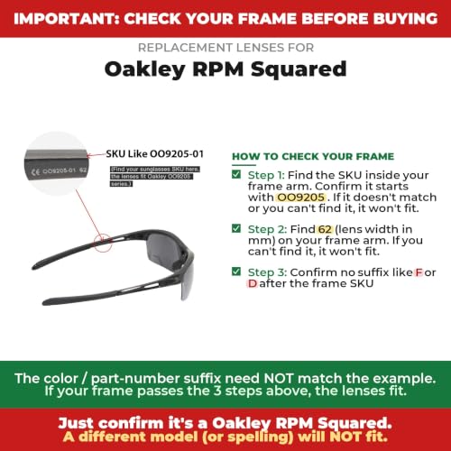 Image of Replacement Lenses for Oakley RPM Squared (OO9205 Series) Sunglasses