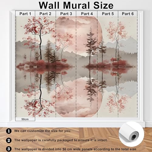 Papier peint panoramique forêt aquarelle pour masquer un mur sans colle - 8