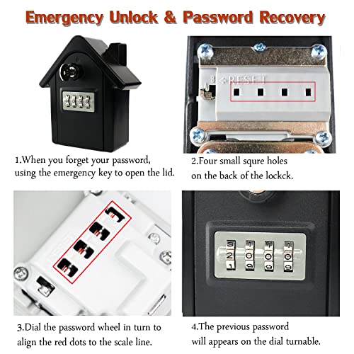 Key Storage Security Lock,V-Resourcing® Wall Mounted Outdoor Combination Lock Box With Emergency Unlock,Password Recovery Design, To Share And Secure Keys For Home,Office,Garage Etc #TOP6