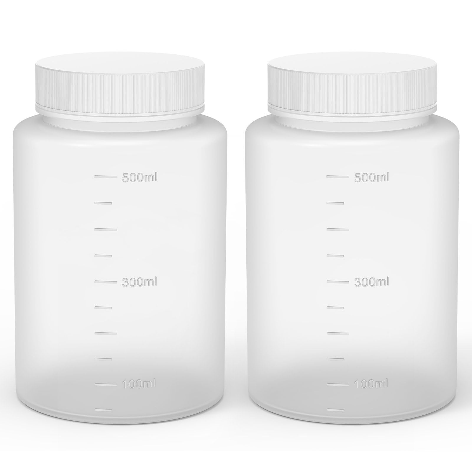 stonylab Weithals-Reagenzflasche mit Enghals, HDPE-Schraubverschluss, Laborbedarf, 2er Pack, 500 ml Kapazität, Langlebig und Chemikalienbeständig