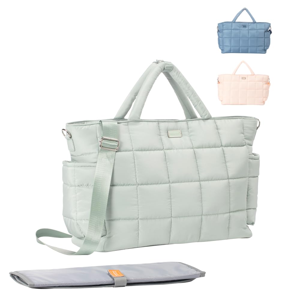 Borsa per pannolini, messenger stile piumino, borsa da viaggio essenziale per bambini, con fasciatoio e tasche isolate, multifunzione