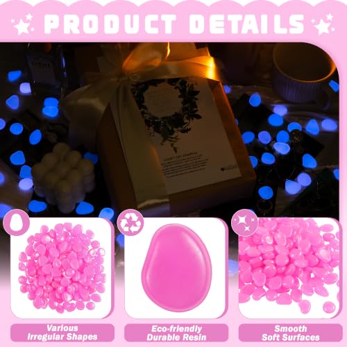 Image of OSOPOLA 150 PCS Glow in The Dark Rocks - Purple Luminous Stones | Fish Tank Accessories Turtle DIY Decor Pebbles for Fairy Garden Yard FD05DP150