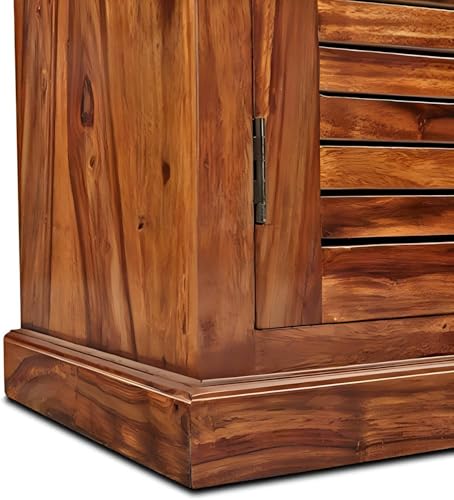 Image of Solid Sheesham Wood Multipurpose Shoe Rack | Cabinet for Living Room | Bedroom | Hall | Entryway | Home Furniture (Teak Finish)