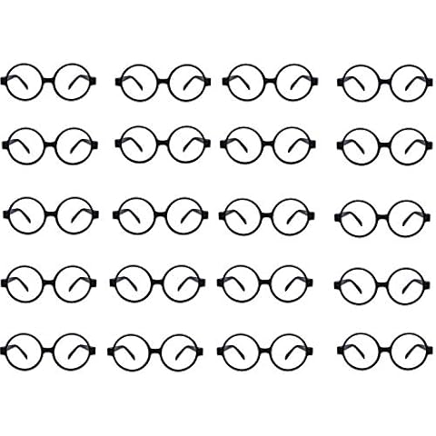 COSORO 20 Pcs Black Plastic Wizard Glasses Kids Round Glasses Frame No Lenses Eyeglasses Posing Props Costume,for Kids Favor Halloween,Harry Potter Costume Party Supplies Party Bag Fillers Cover