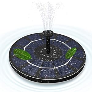 ALLOMN Fontein op zonne-energie, drijvende waterpomp op zonne-energie, 50 cm hoog, 4 verschillende sproeikoppen, 3…
