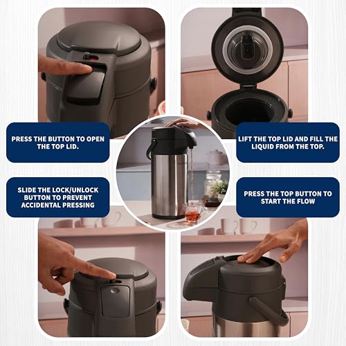 Image of Trueware PU Insulated Beverage Dispenser 2700 ML Stainless Steel for Serving Tea and Coffee