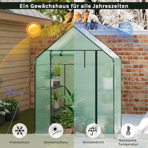 Foto von WOLTU Foliengewächshaus Tomatengewächshaus Treibhaus Gartenhaus Frühbeet Tomatenhaus Gemüse Gewächshaus Grün 143x73x195 cm