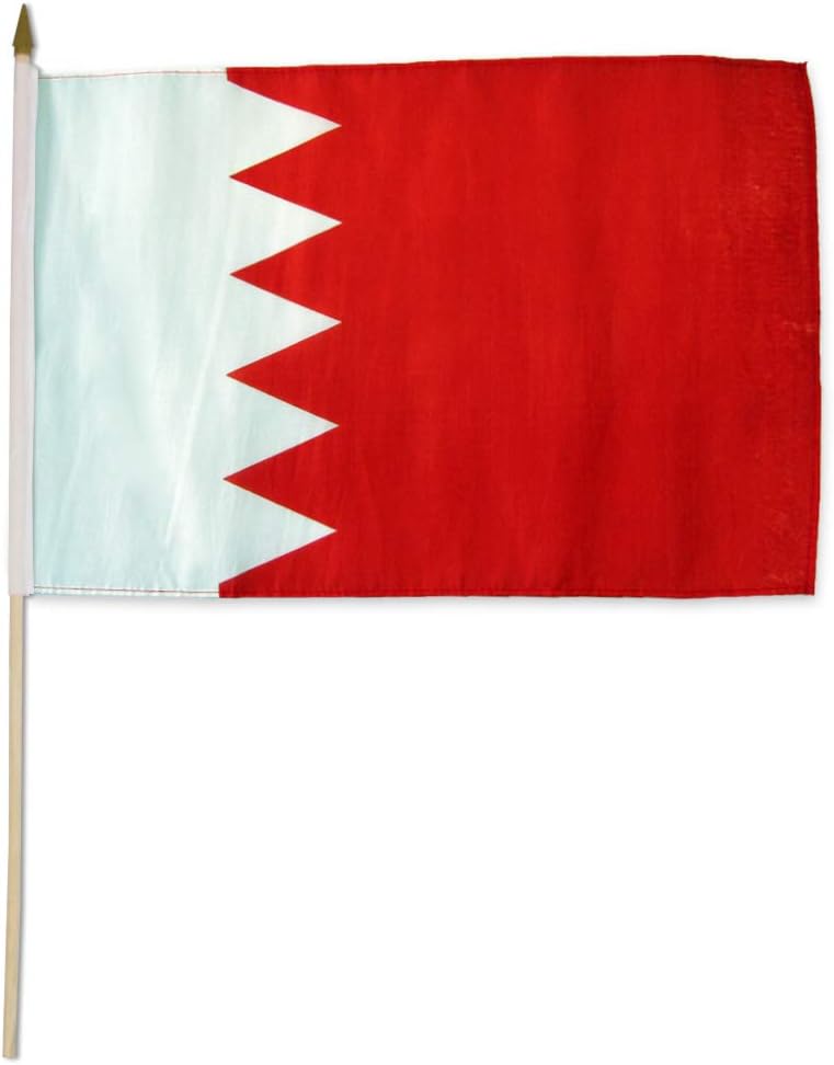 Flags Importer Bahrain Dozen 12x18” Stick Flags, Multicolor