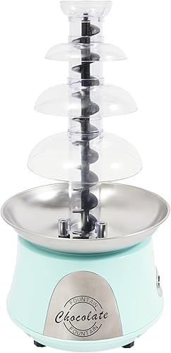 Fuente de chocolate profesional, máquina de fuente de chocolate de 4 niveles de 180 W con capacidad de 2.2 libras, fondue eléctrica de acero